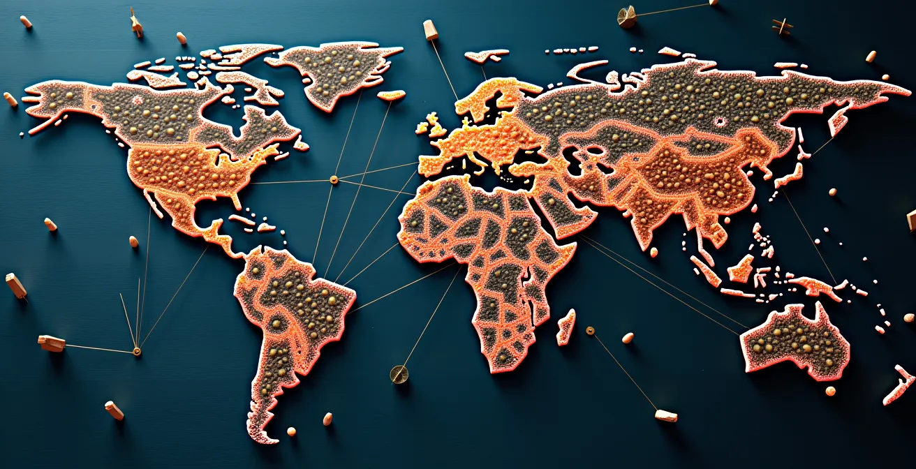 Visual representation of global supply chain audit process and resilience mapping