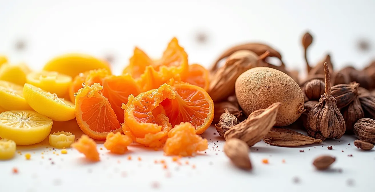 Time-lapse photography showing product aging from fresh to expired state