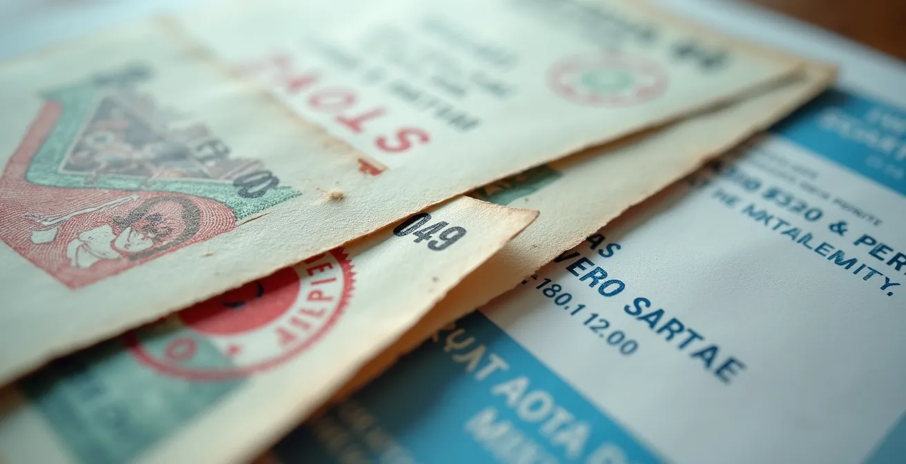 Extreme close-up of shipping documents showing paper texture and abstract patterns