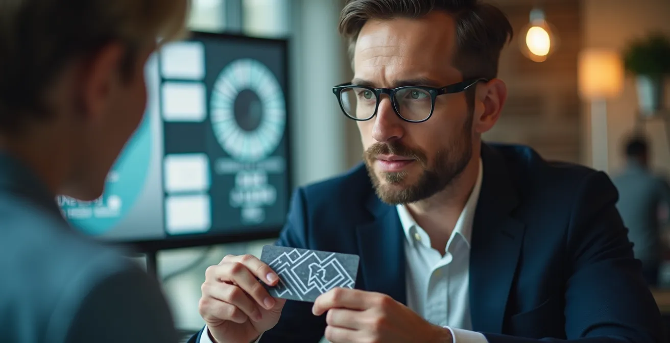 Finance professional conducting secure video verification call with banking partner