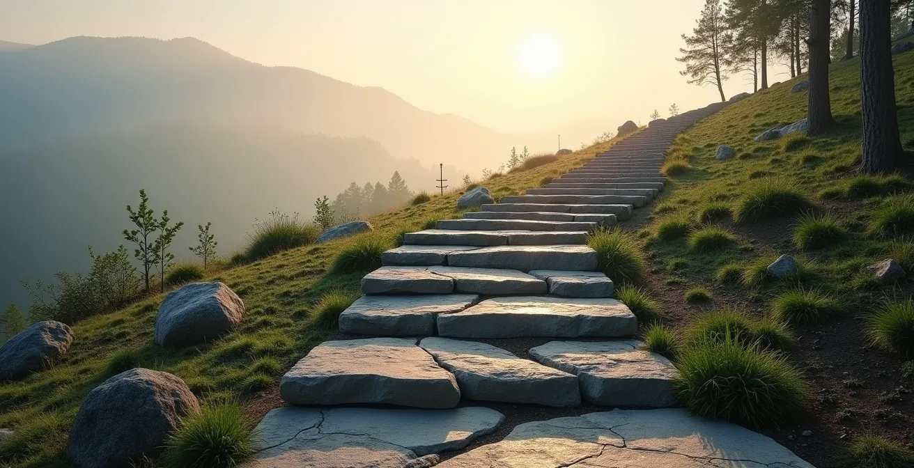 Abstract timeline showing gradual market entry phases with increasing momentum