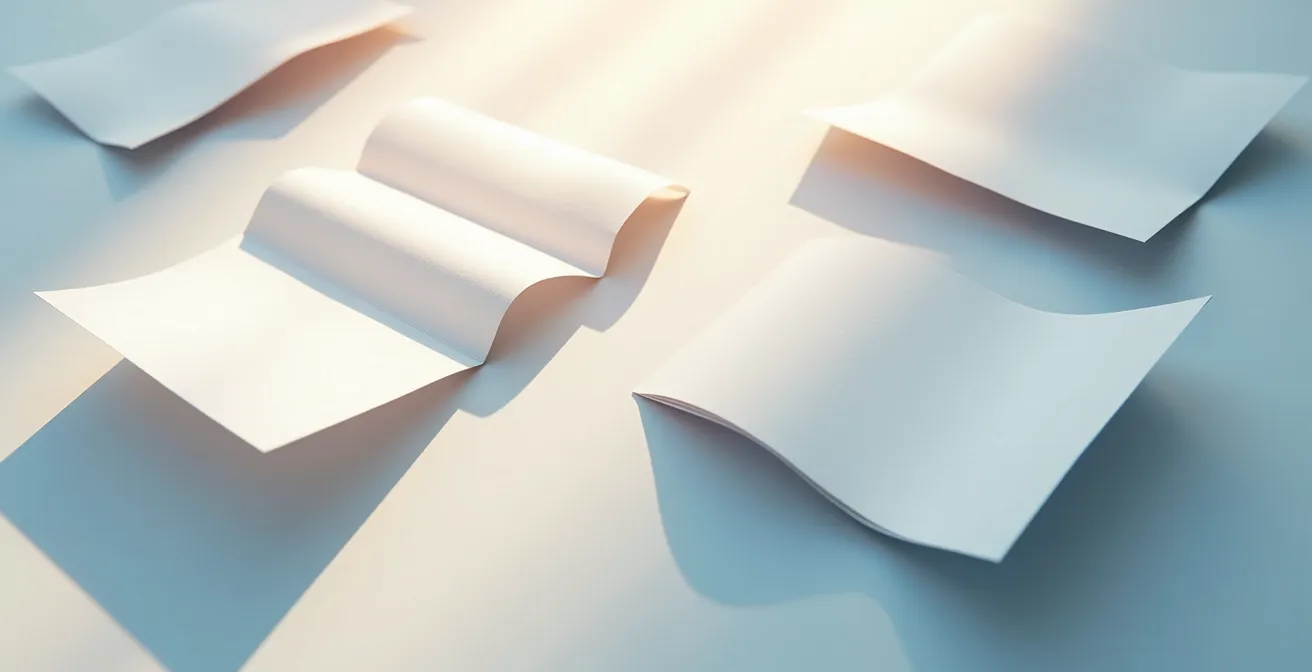 Abstract representation of document flow using geometric shapes and light patterns