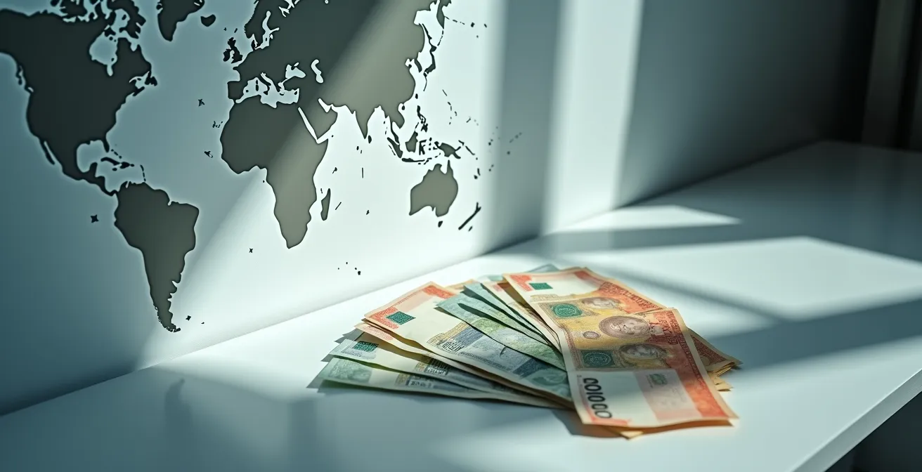 Risk analyst examining international trade credit insurance policies and coverage maps